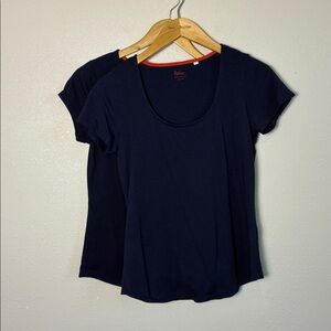 LOT OF 2 BODEN Women Small Navy Cotton Modal Short Sleeve Tee Shirts Crew Vneck